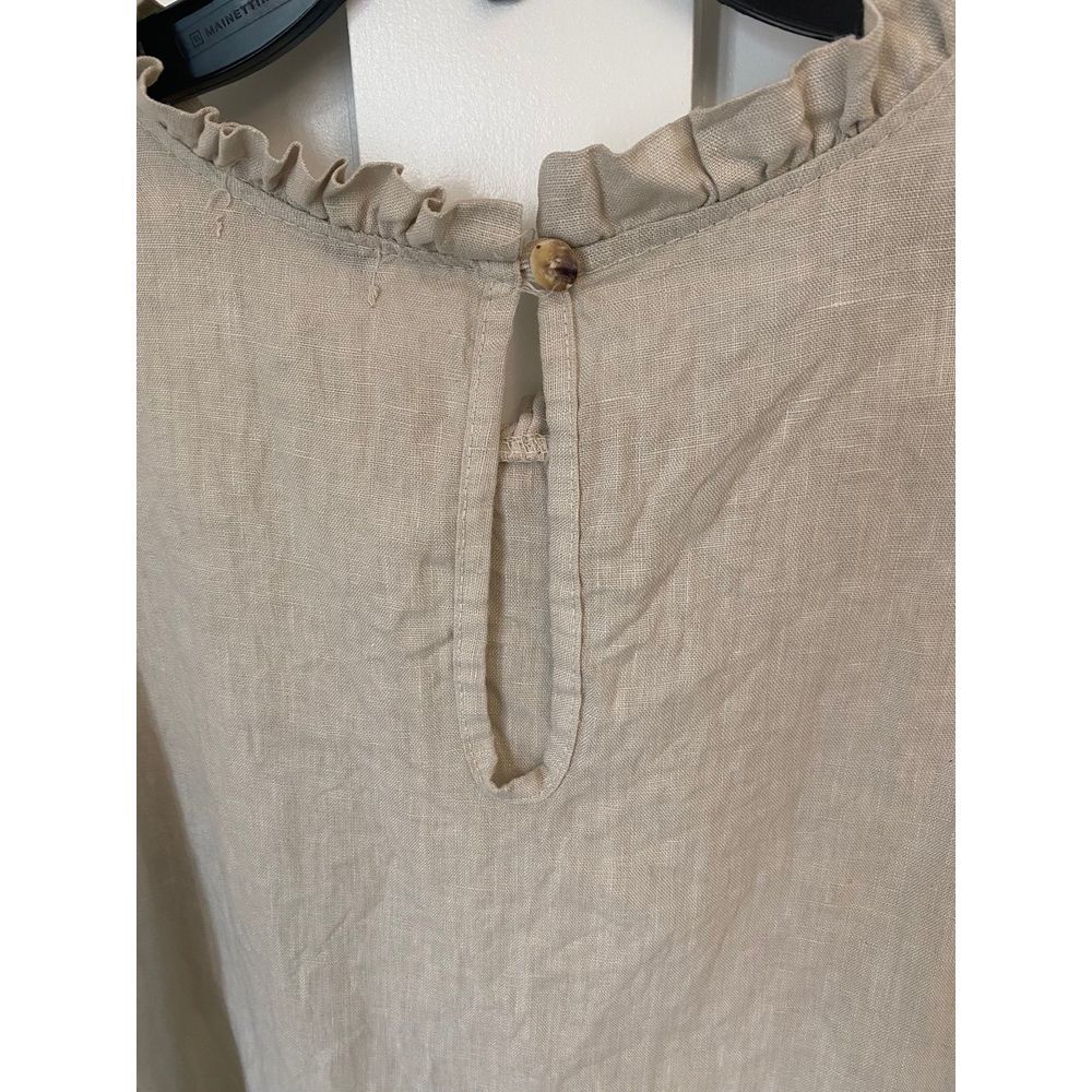 Tan Linen dress with ruffle detail size large‎ - Picture 4 of 4